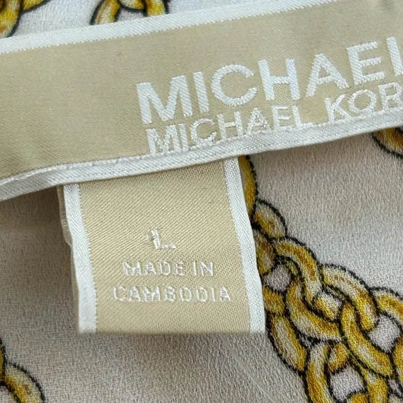 Michael Kors White and Gold Chain Print Top - Picture 3 of 5